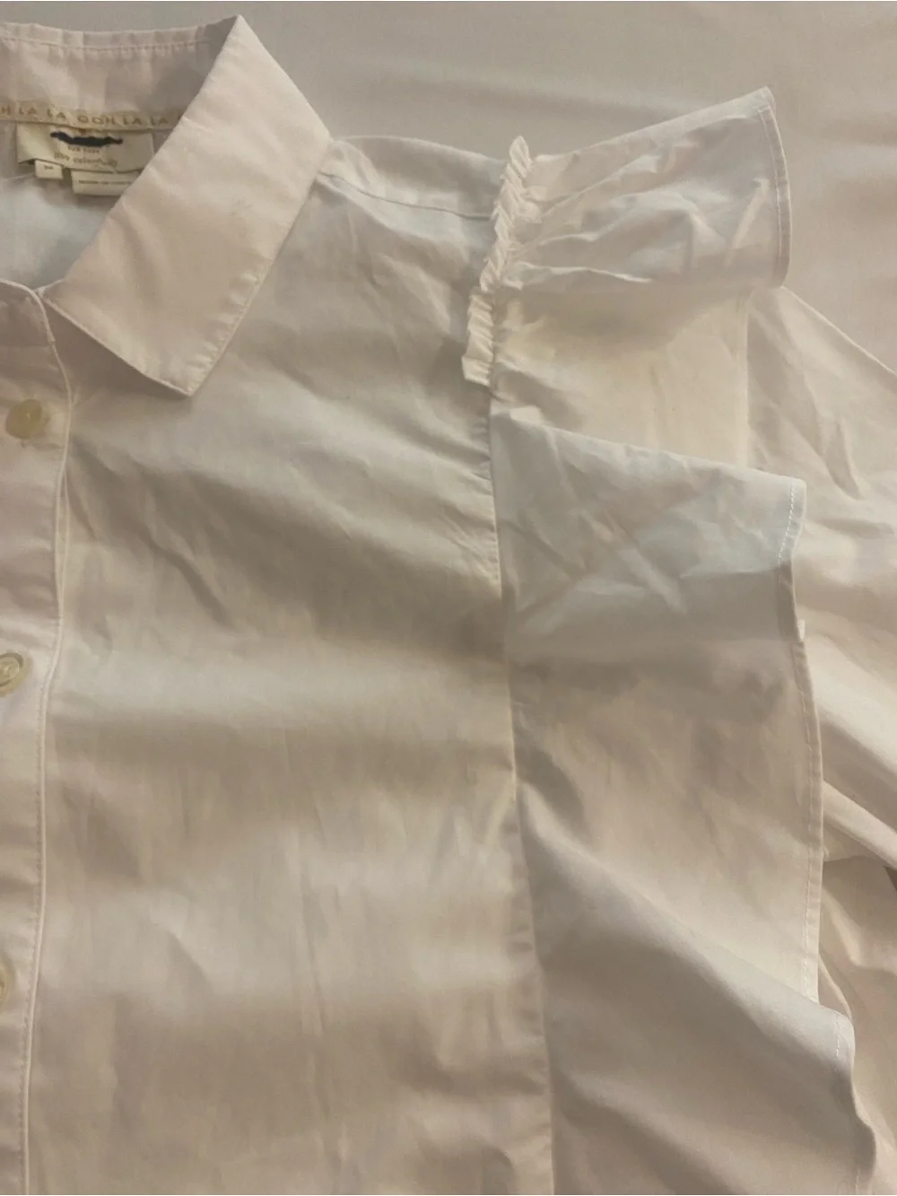 Kate Spade Women’s White Ruffle Button Down Shirt Peplum size medium